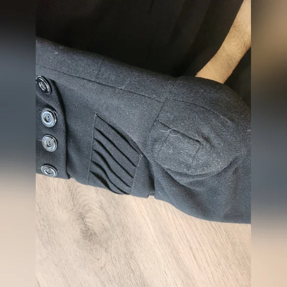 Vintage 1930s Union Made Princess Coat Black Wool Blend With Belt - Picture 11 of 13